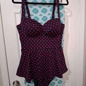 Torrid Swimsuit, Size 1, pink and navy blue